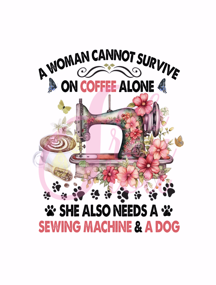 Coffee Sewing Machine And A Dog Magnet