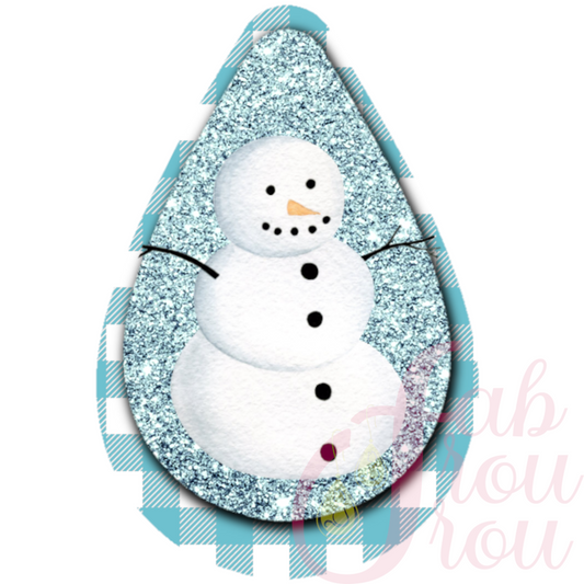 Snowman on Light Blue Checkerboard