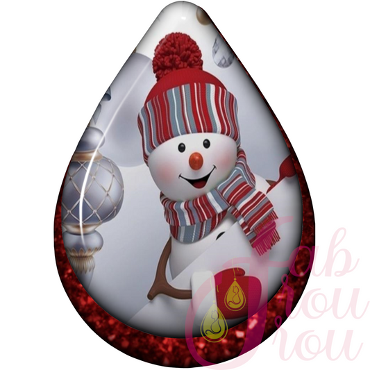 Snowman on Red Glitter