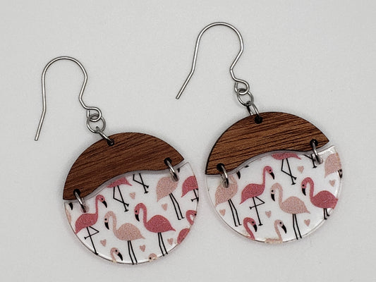 Split Circle Flamingo Earrings